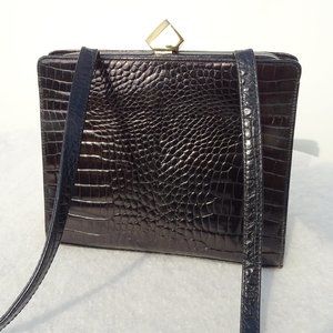 Jay Herbert New York Vintage Alligator Black Leather Crossbody Purse